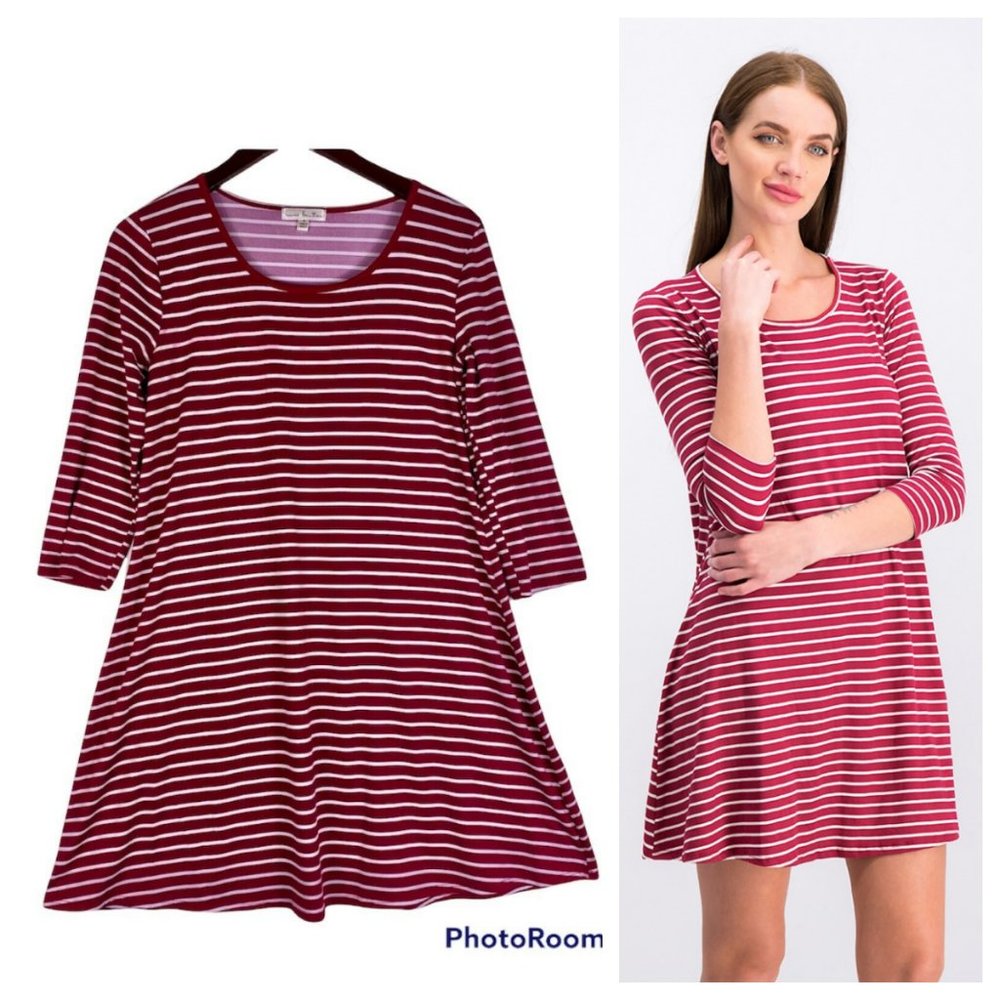 Stitch Fix Nine Britton Dress Medium 8 10 Striped Red White Stretch